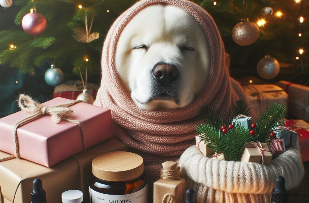 A senior dog in a cozy home environment during Christmas season - Golden Years Paws