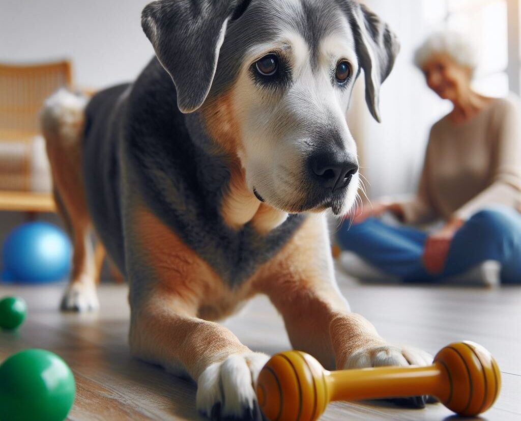 Old dog engaging in activities that promote healthy hips and joints - Golden Years Paws