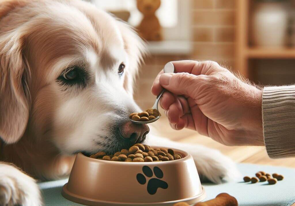 Senior Dog eating - Golden Years Paws