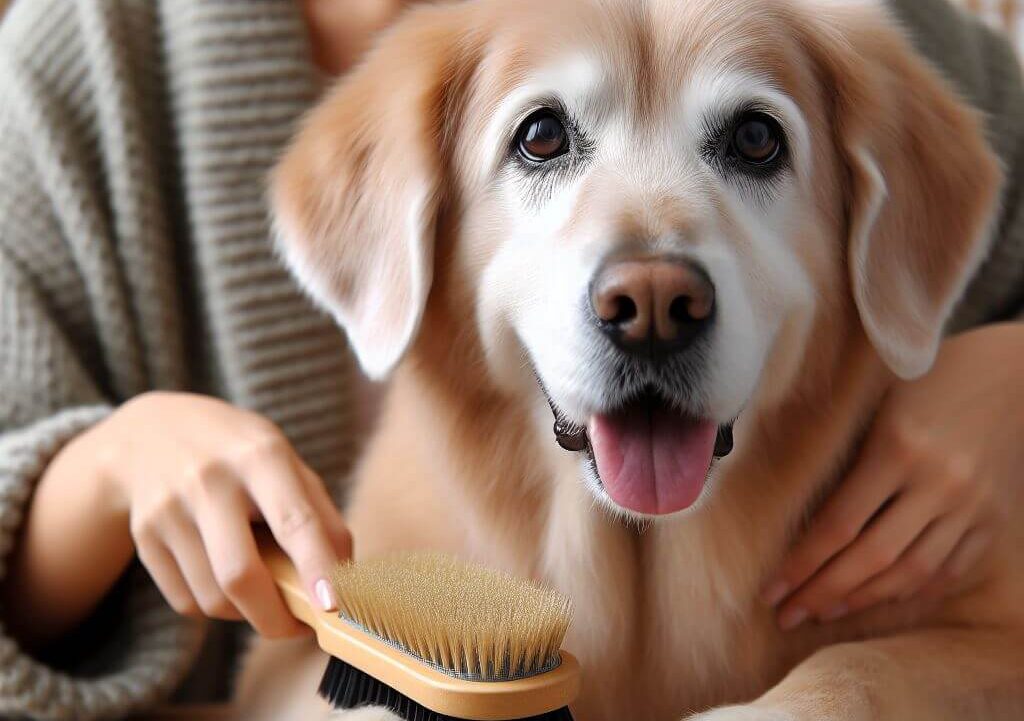 Senior Dog Being Groomed - Golden Years Paws