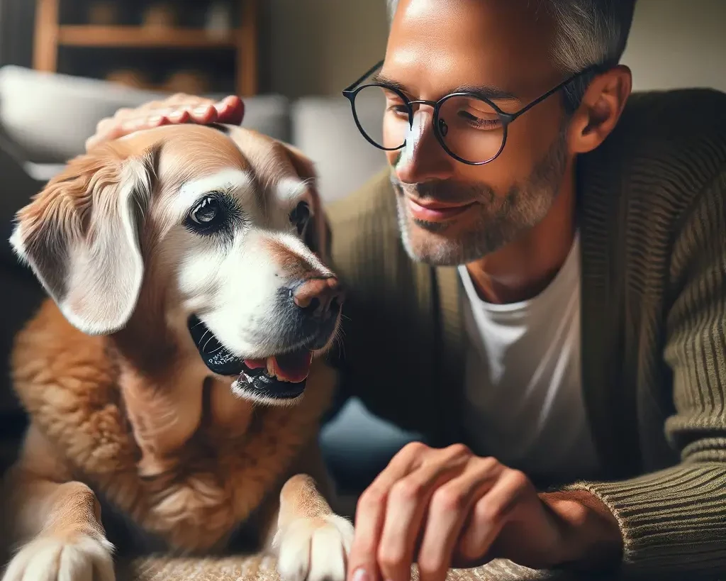 Senior Dog And His Owner Playing Puzzle - Golden Years Paws