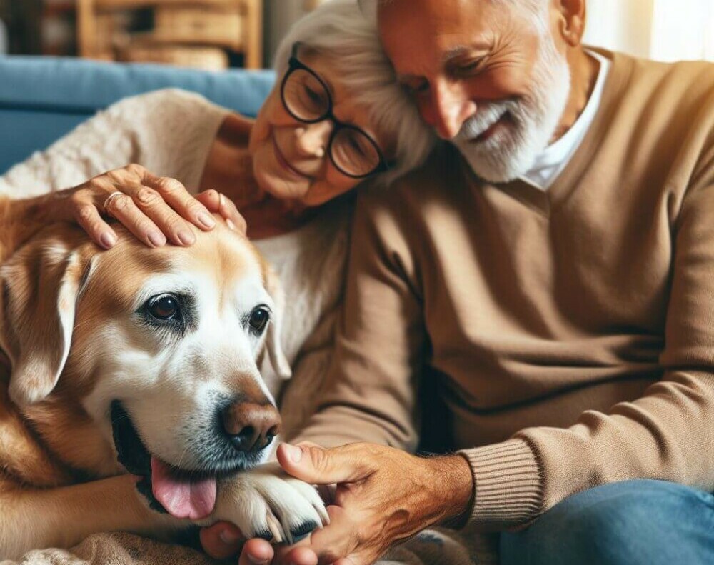 Senior Dog And his Owners - Golden Years Paws