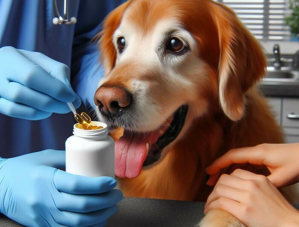 Senior Dog Taking Supplements - Golden Years Paws