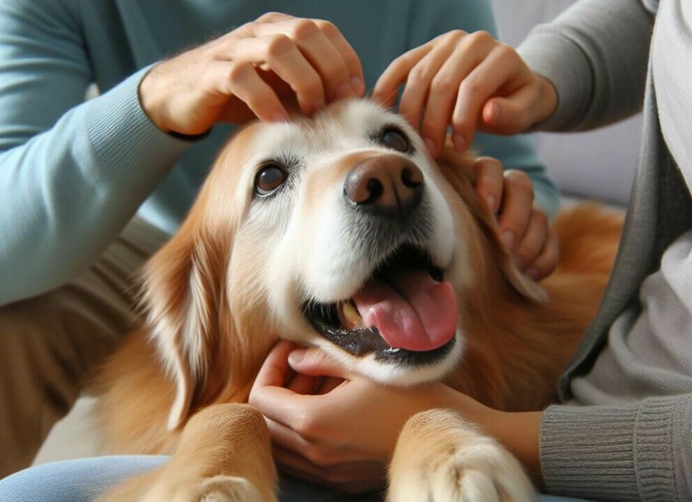 Senior dog enjoying cuddles - Golden Years Paws